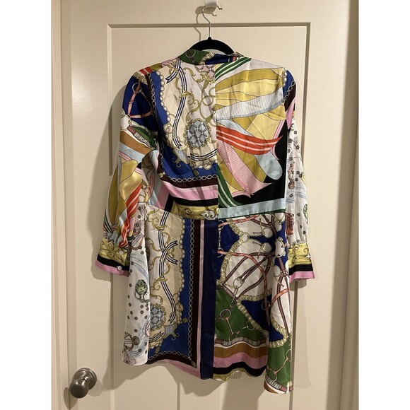 NWT Zara Women Short Printed Mini SCARF Dress SIZE M No Belt - Picture 5 of 7